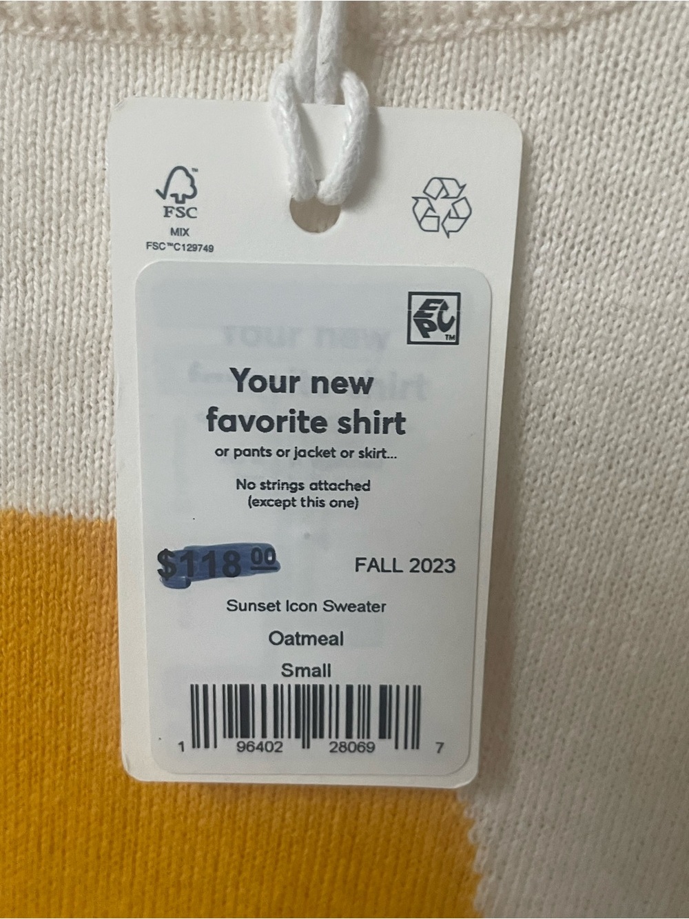 Marine Layer Sweater Women’s Small Sunset Icon Cotton Oatmeal New NWT Transition - Picture 5 of 9